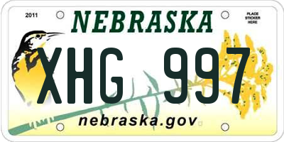 NE license plate XHG997