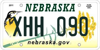 NE license plate XHH090