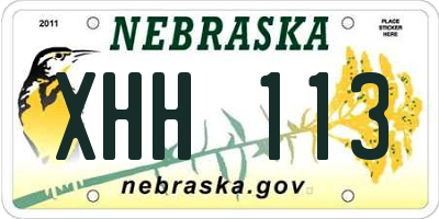 NE license plate XHH113