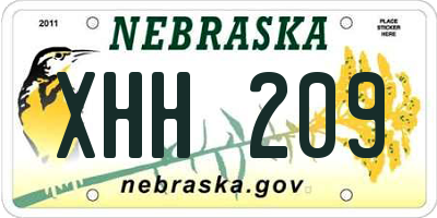 NE license plate XHH209