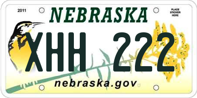 NE license plate XHH222