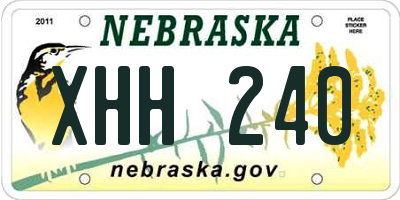 NE license plate XHH240