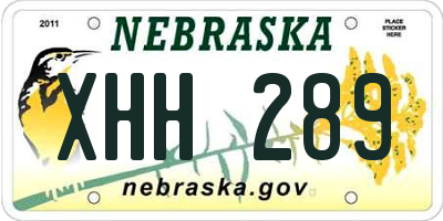 NE license plate XHH289
