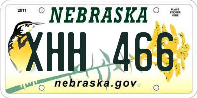 NE license plate XHH466