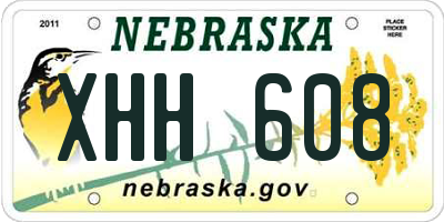 NE license plate XHH608