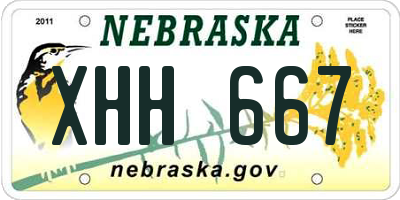 NE license plate XHH667