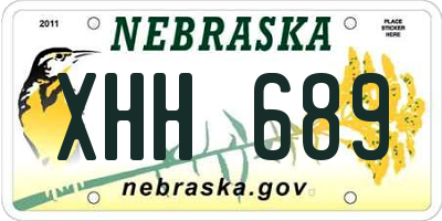 NE license plate XHH689