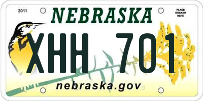 NE license plate XHH701