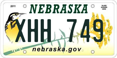 NE license plate XHH749