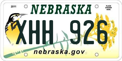 NE license plate XHH926