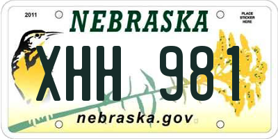 NE license plate XHH981
