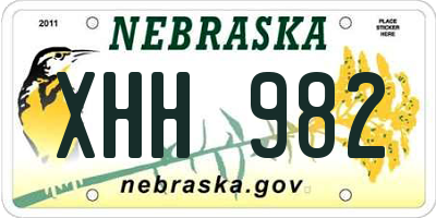 NE license plate XHH982
