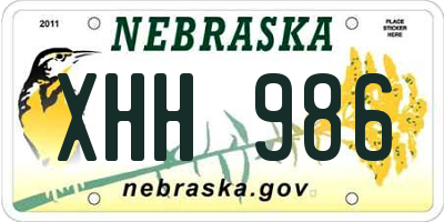 NE license plate XHH986