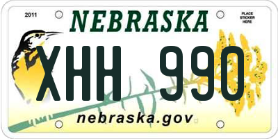 NE license plate XHH990