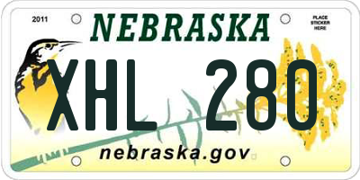 NE license plate XHL280