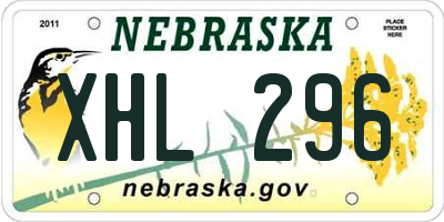 NE license plate XHL296