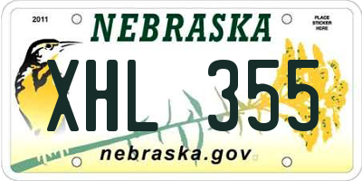 NE license plate XHL355