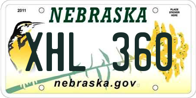 NE license plate XHL360