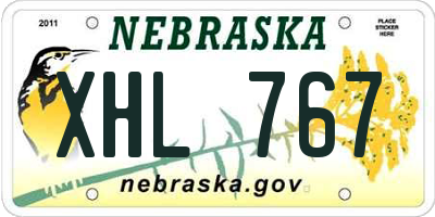 NE license plate XHL767