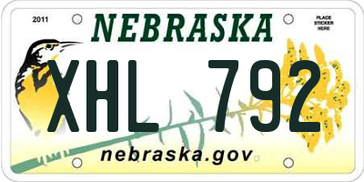 NE license plate XHL792