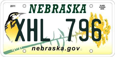 NE license plate XHL796