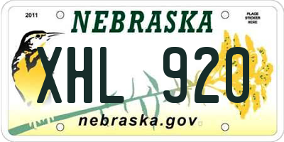 NE license plate XHL920
