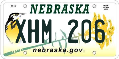 NE license plate XHM206