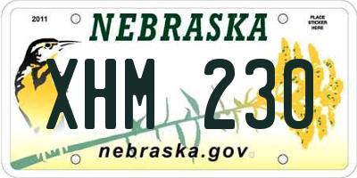 NE license plate XHM230
