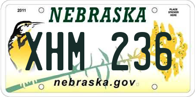 NE license plate XHM236