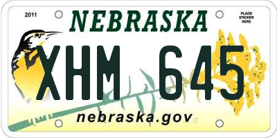 NE license plate XHM645