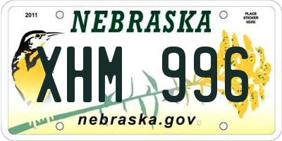 NE license plate XHM996