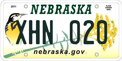 NE license plate XHN020