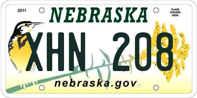 NE license plate XHN208