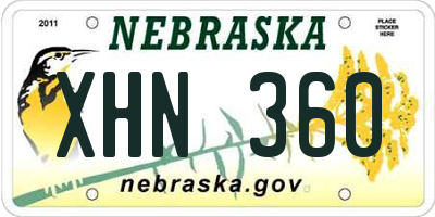 NE license plate XHN360