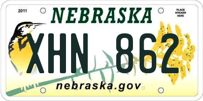 NE license plate XHN862