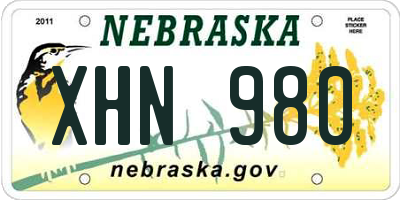 NE license plate XHN980
