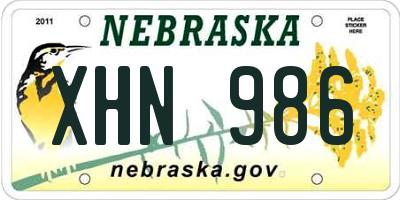 NE license plate XHN986
