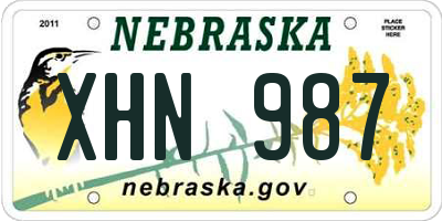 NE license plate XHN987