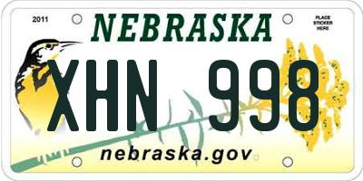 NE license plate XHN998