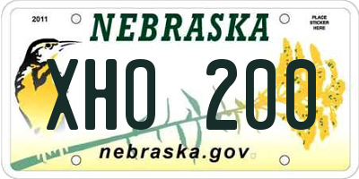 NE license plate XHO200
