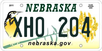 NE license plate XHO204