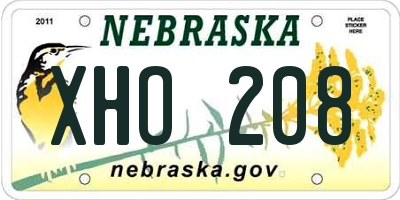 NE license plate XHO208