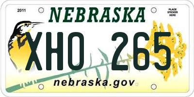 NE license plate XHO265
