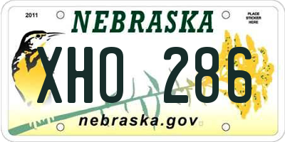 NE license plate XHO286