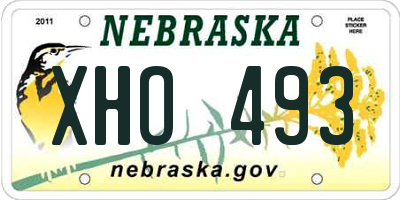NE license plate XHO493