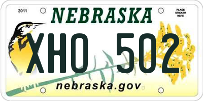 NE license plate XHO502