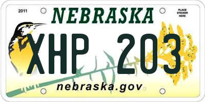 NE license plate XHP203
