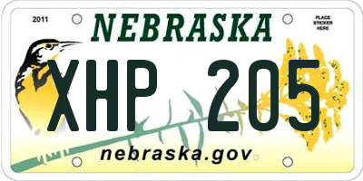 NE license plate XHP205