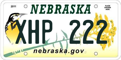 NE license plate XHP222