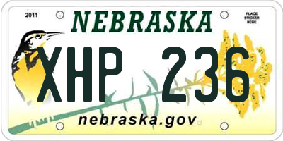 NE license plate XHP236